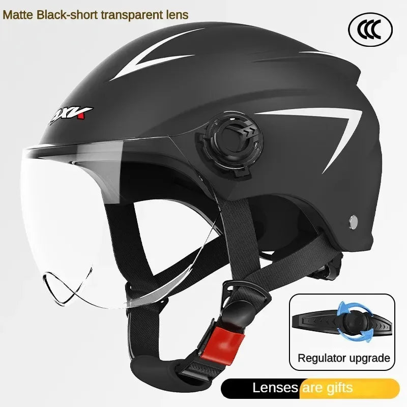 Motorcycles Electric Bicycles Sun Protection Breathable Helmets Brown Lenses Suitable for Head Circumference of 54-61cm