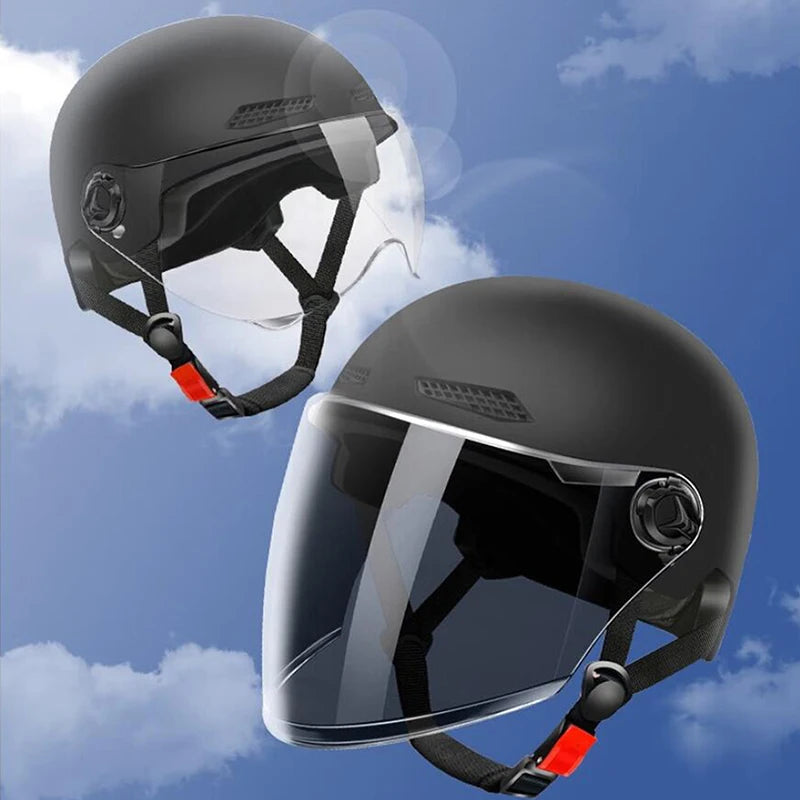 Adult's Half Helmet With Goggles for Motorbike & Bicycle- Cartoon Design, 3C Certified for Men and Women.