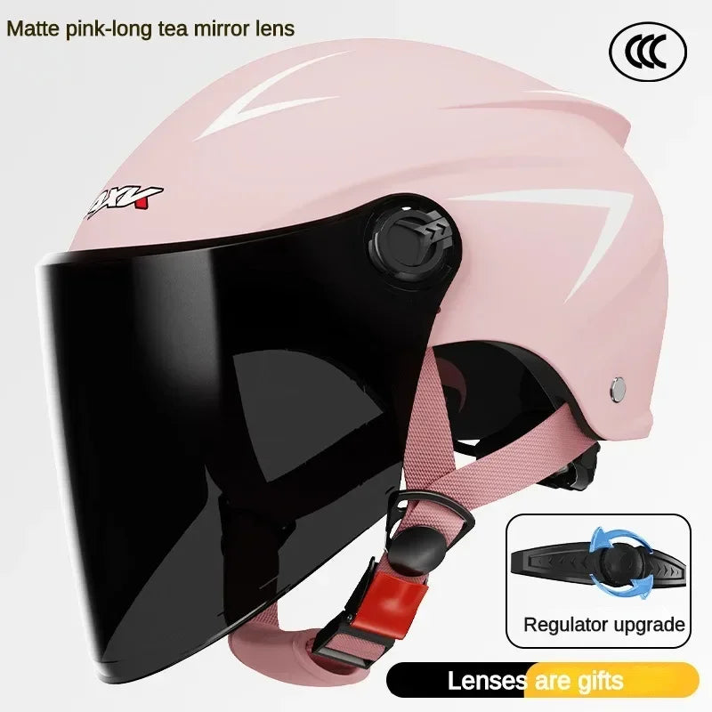 Motorcycles Electric Bicycles Sun Protection Breathable Helmets Brown Lenses Suitable for Head Circumference of 54-61cm