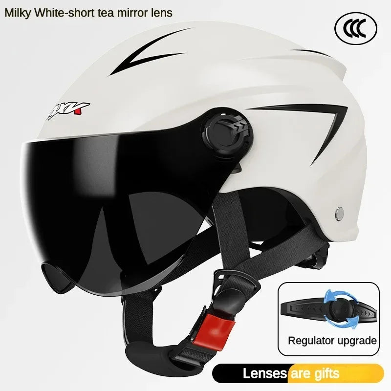 Motorcycles Electric Bicycles Sun Protection Breathable Helmets Brown Lenses Suitable for Head Circumference of 54-61cm