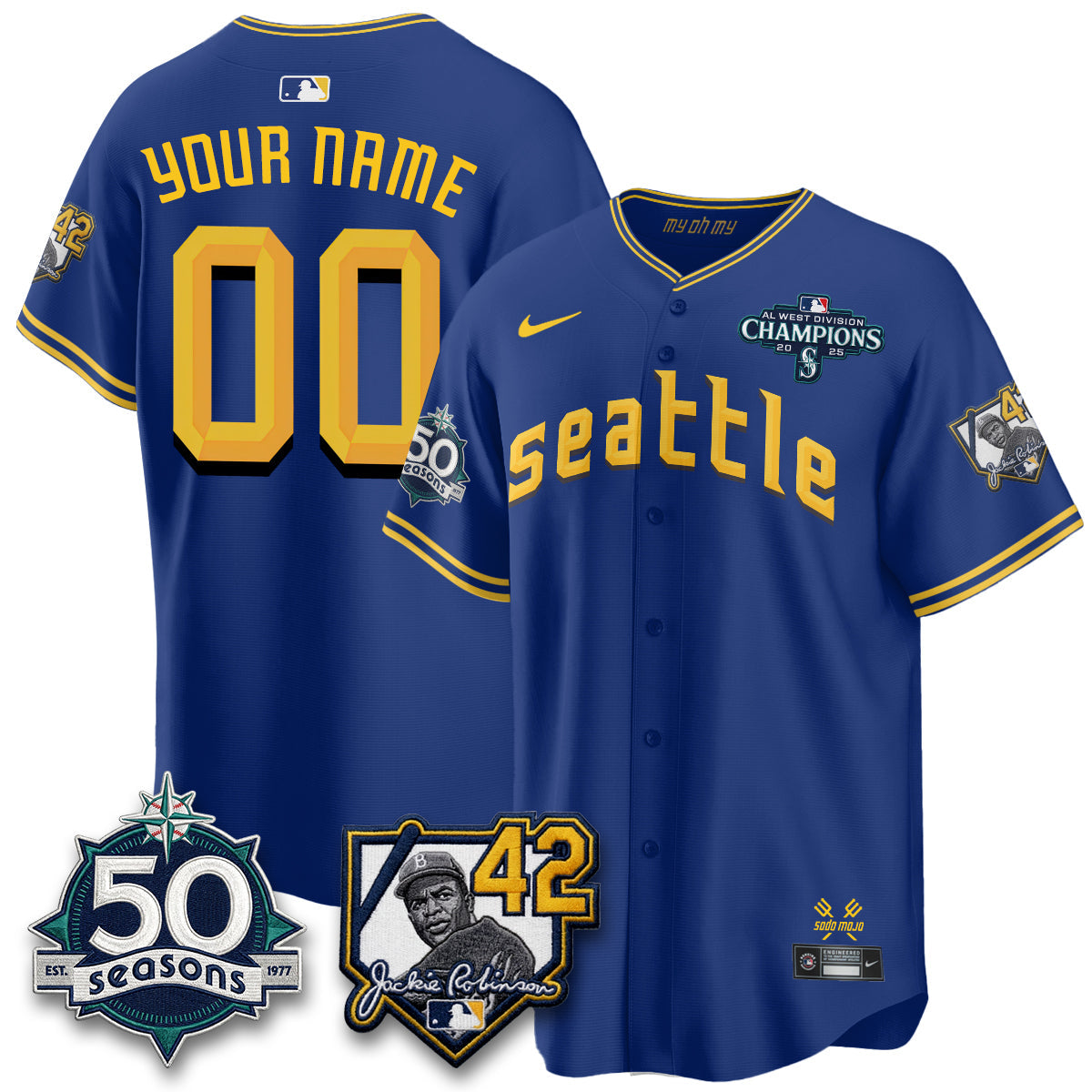 SEA 2026 Jackie Robinson New Era Vapor Custom Limited Jersey - All Stitched