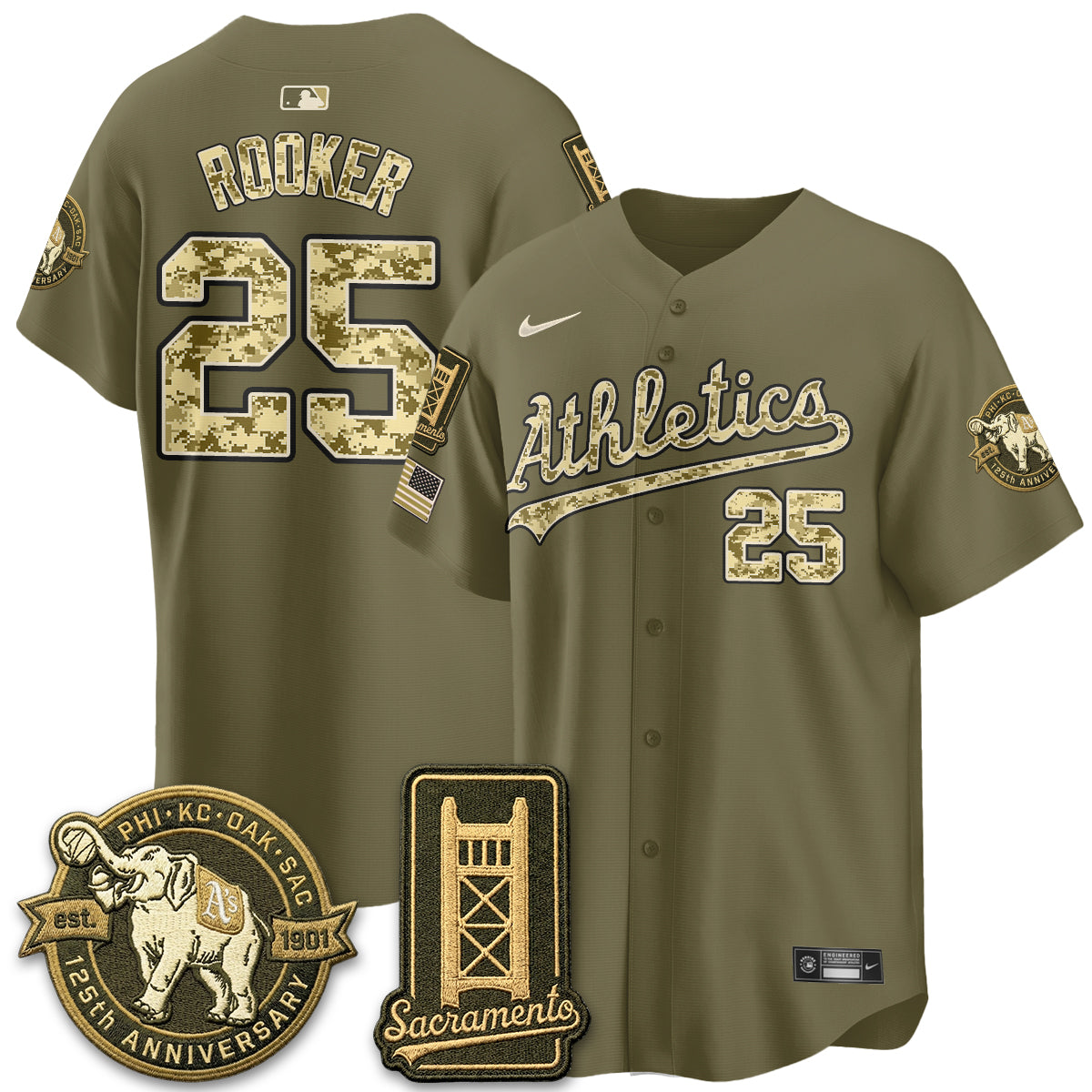 OAK Military Appreciation Game Day Jersey - Stitched
