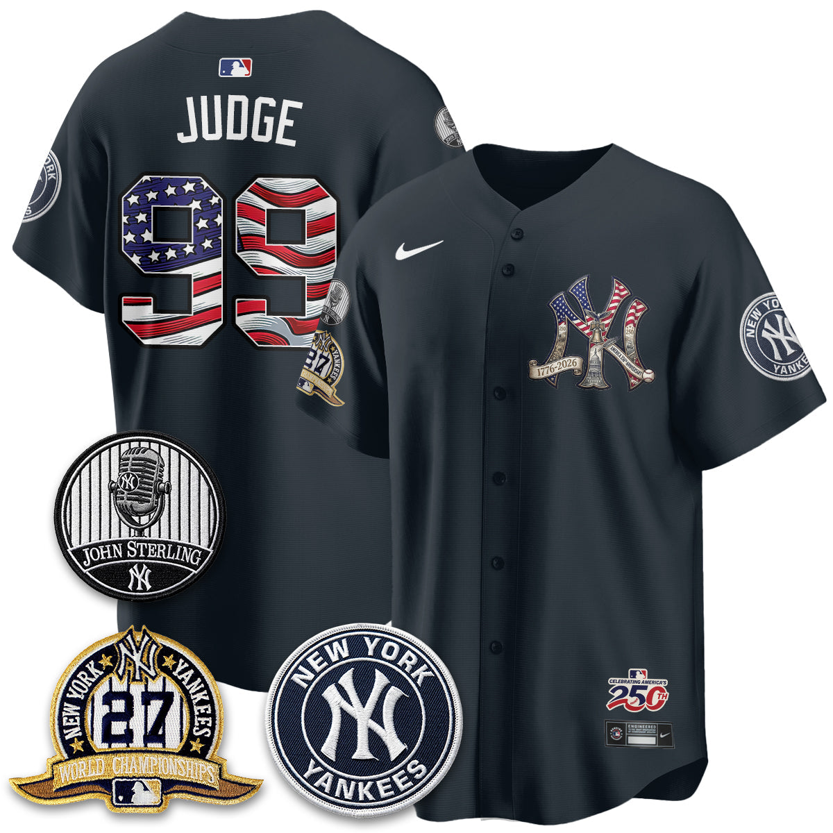 NYY Independence Day USA Vapor Limited Jersey - Stitched