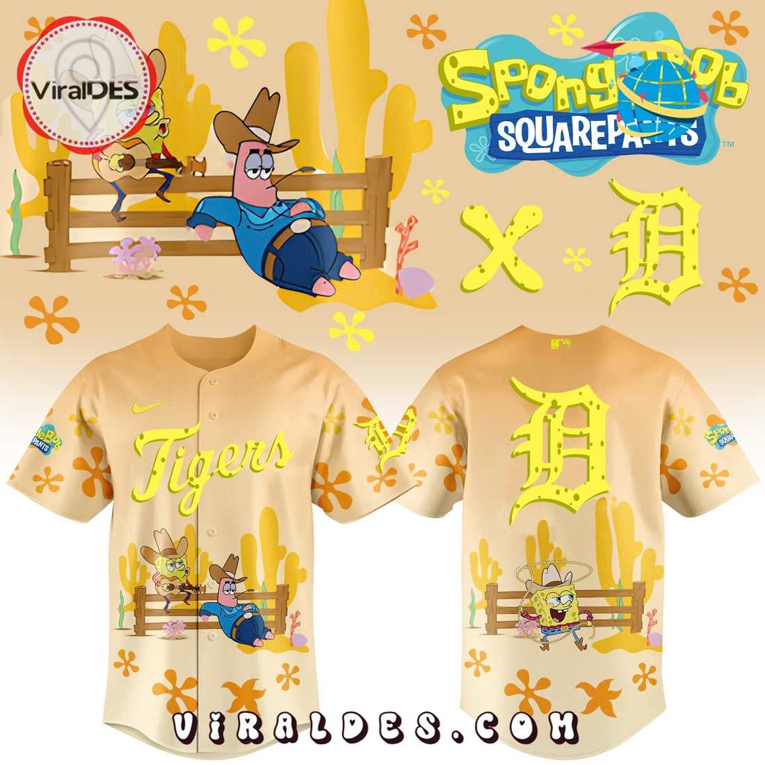Spongebob Squarepants MLB Detroit Tigers Baseball Jersey