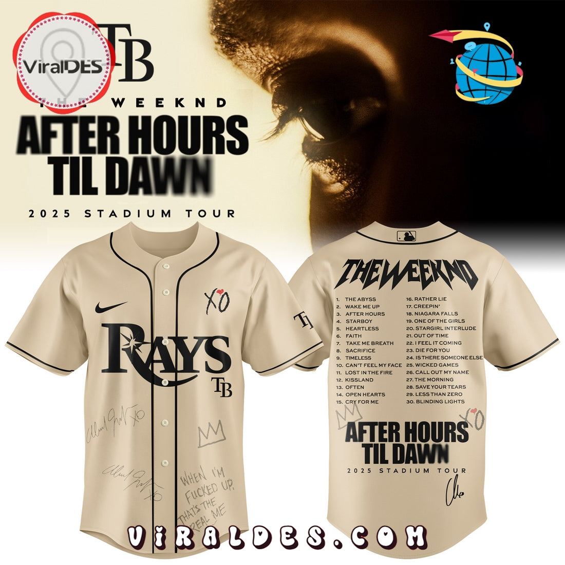 Tampa Bay Rays x The Weeknd After Hours Til Dawn Baseball Jersey